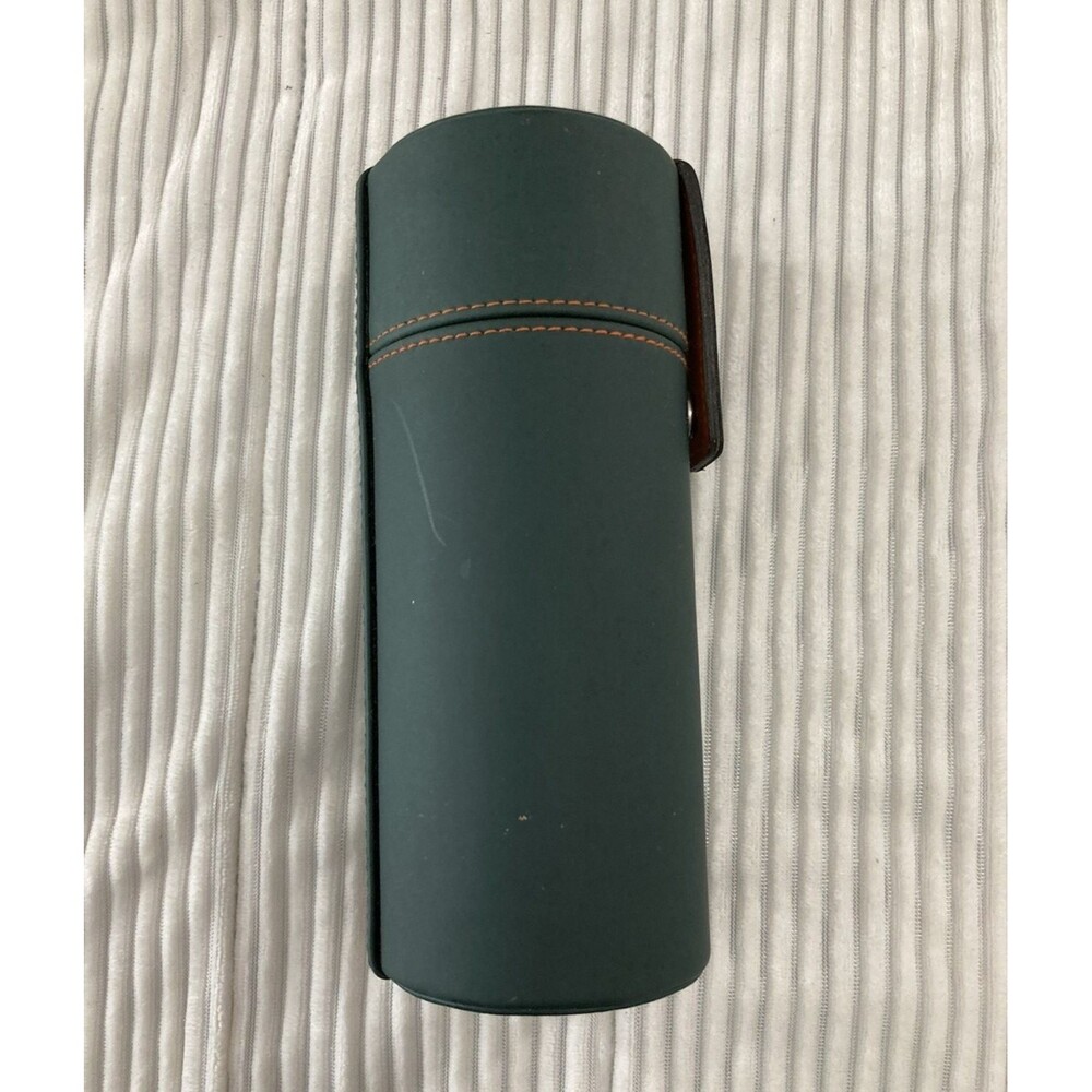 Vintage Hermès Green Leather Perfume Gift Box Round Cylinder Case Empty - Picture 4 of 10